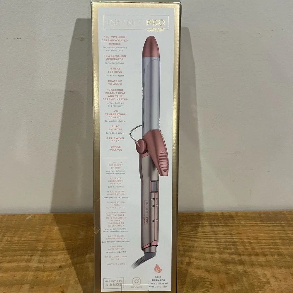 InfinitiPRO by Conair Frizz Free 1 Inch Curling Iron Titanium Ceramic CD600 Rose